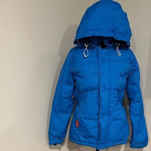 *HOLDEN* Blue Azure Hooded Puffer Down Filling Jacket Coat Size Medium